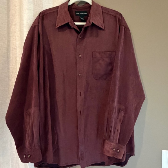 Croft & Barrow Burgundy Faux Suede Long Sleeve Button Down, Size Large - Picture 1 of 12